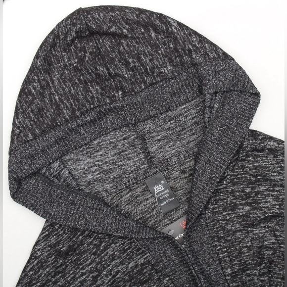 LILDY Open Front Solid Hoodie Cardigan Sweater L/XL Long Black & Gray Pockets - Picture 6 of 15